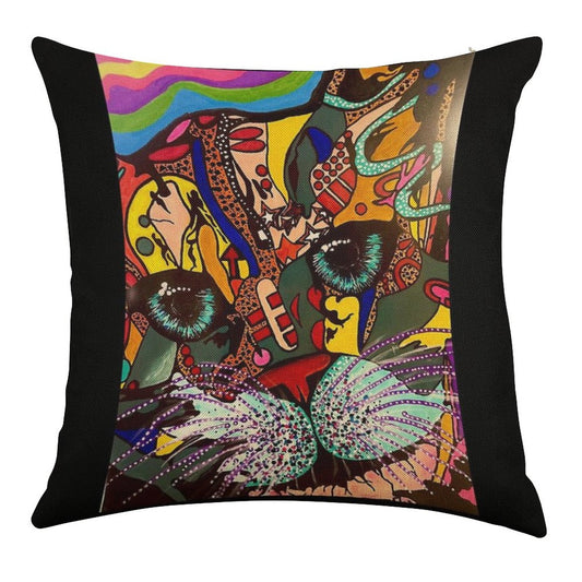 Whiskers Linen Throw Pillow Cover