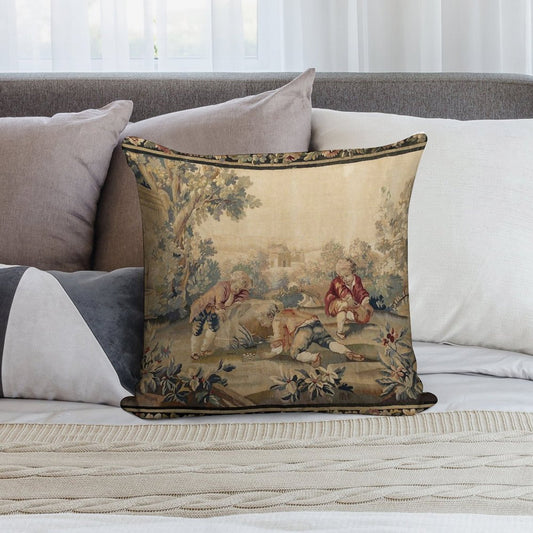 Aubusson Antique French Tapestry Print Soft High-Density Material Throw Pillow