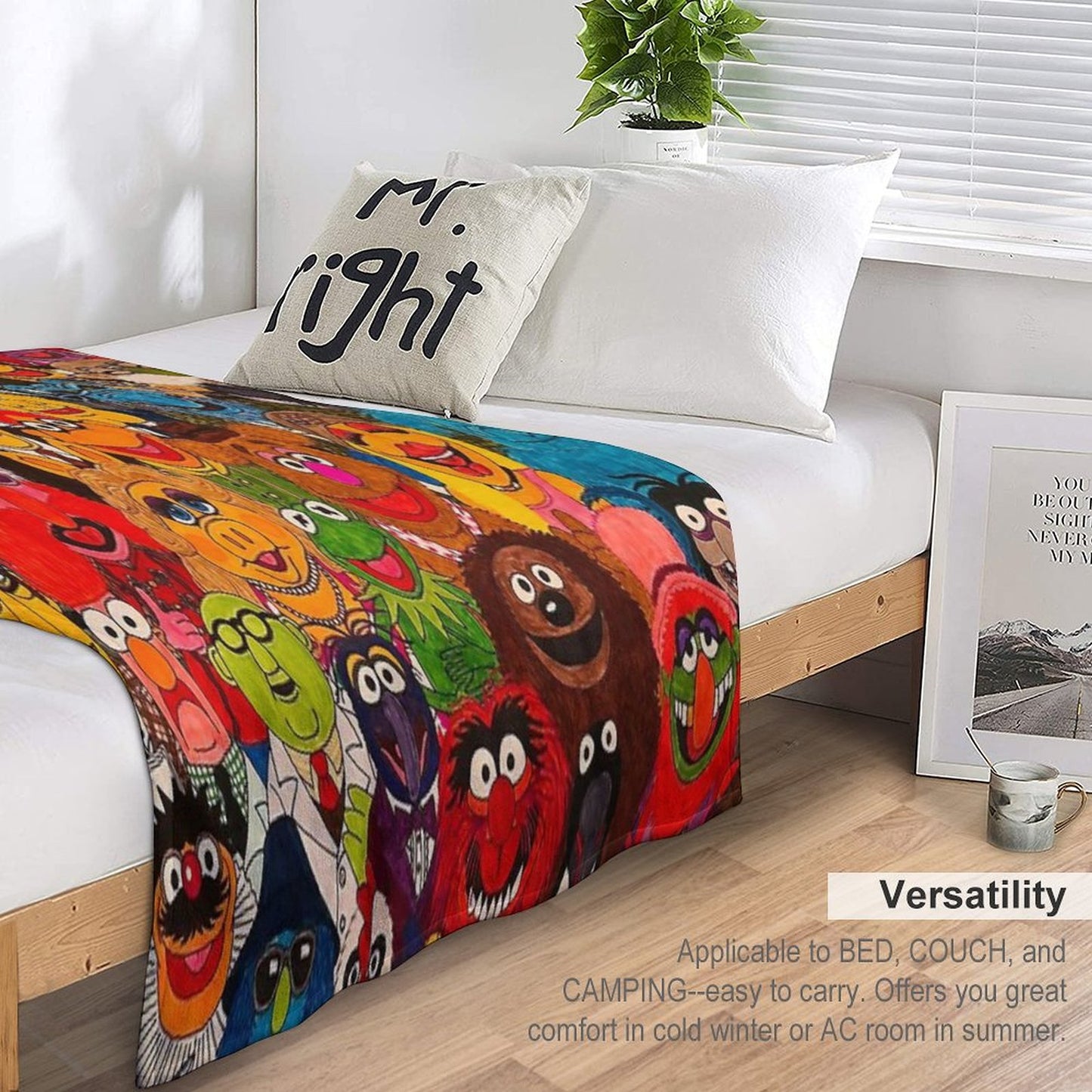 Retro Cartoon The Muppet Art Pattern Throw Blanket