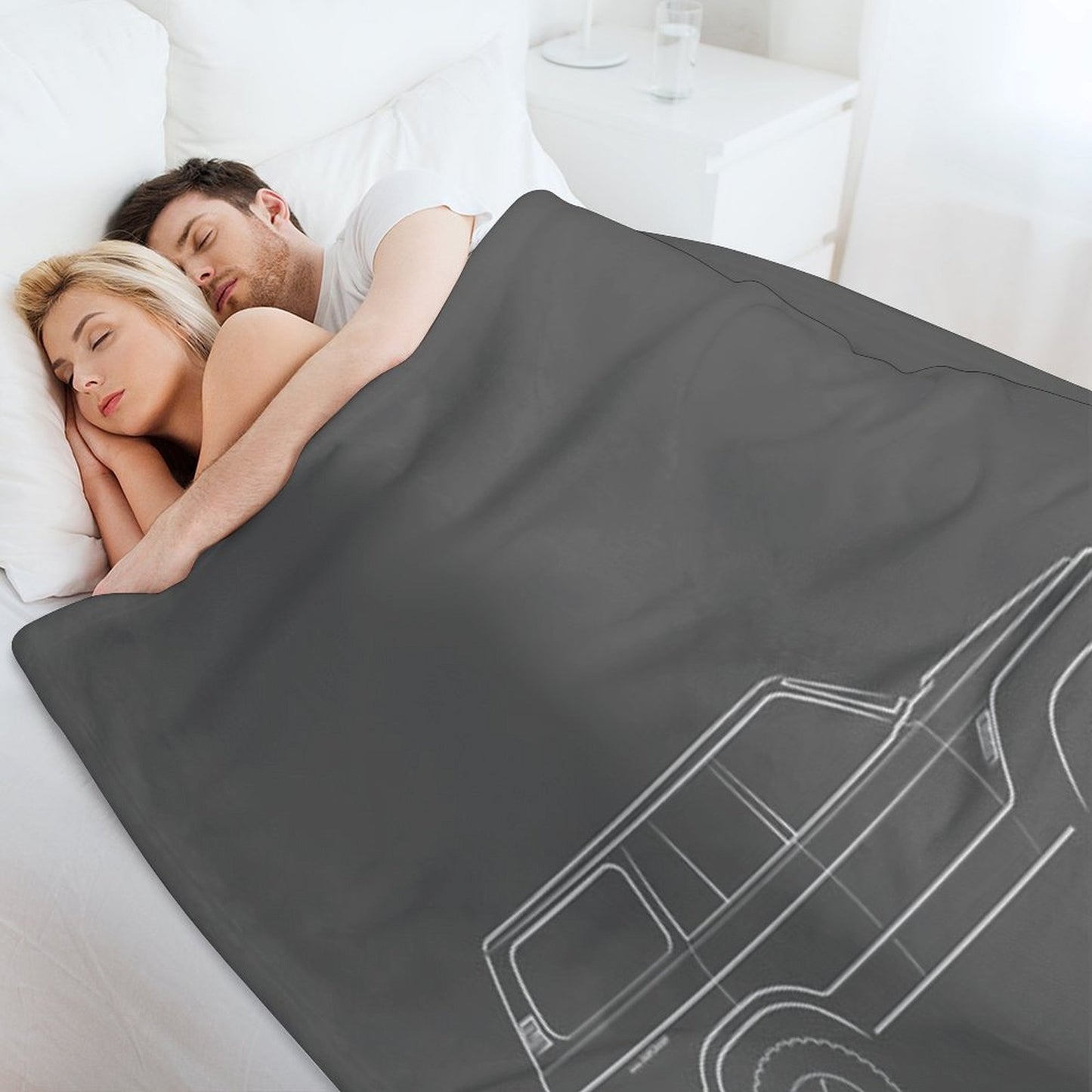 1983 Toyota Land Cruiser 60 Series - Profile Stencil, White Throw Blanket