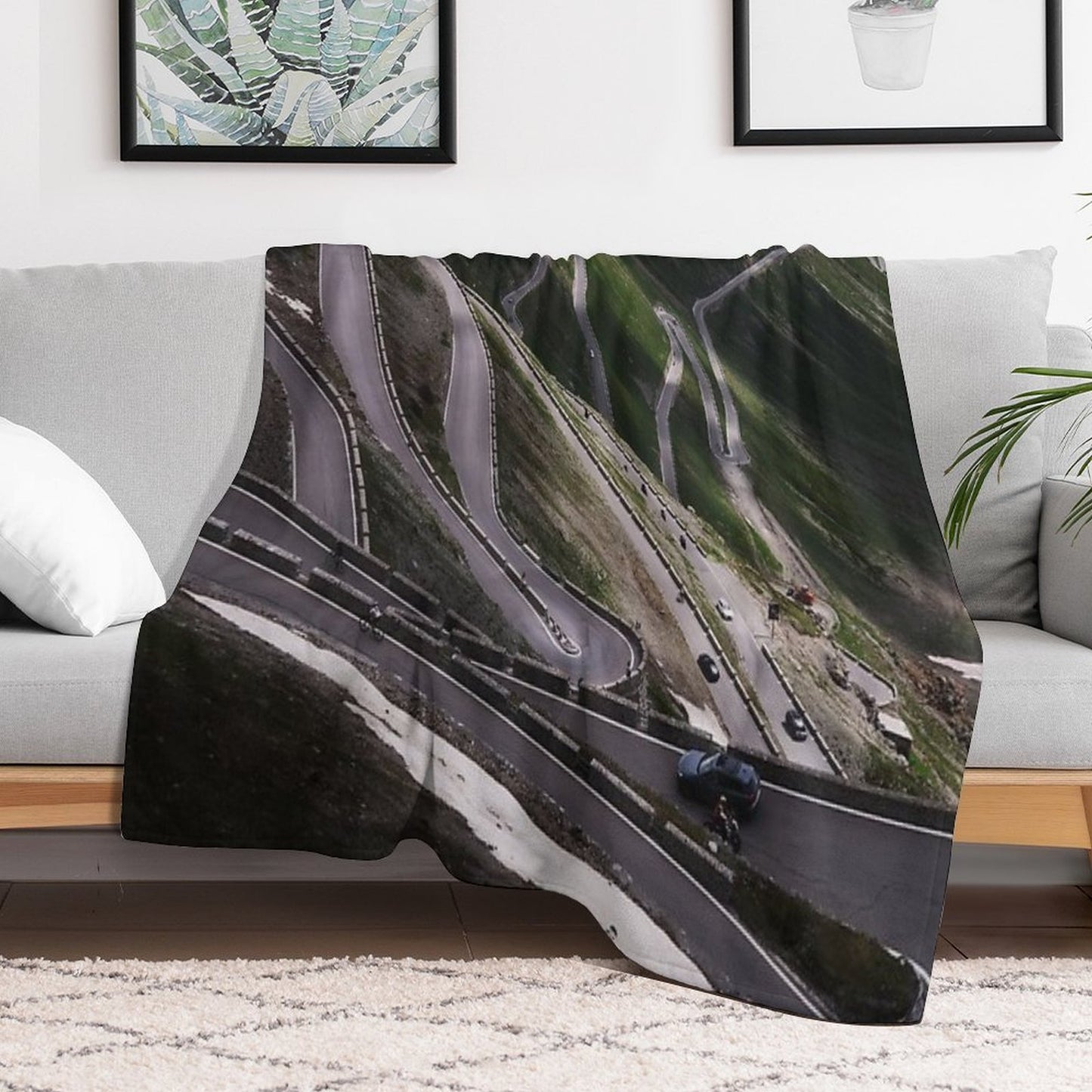 Stelvio Pass Winding Road, Italian Alps Throw Blanket
