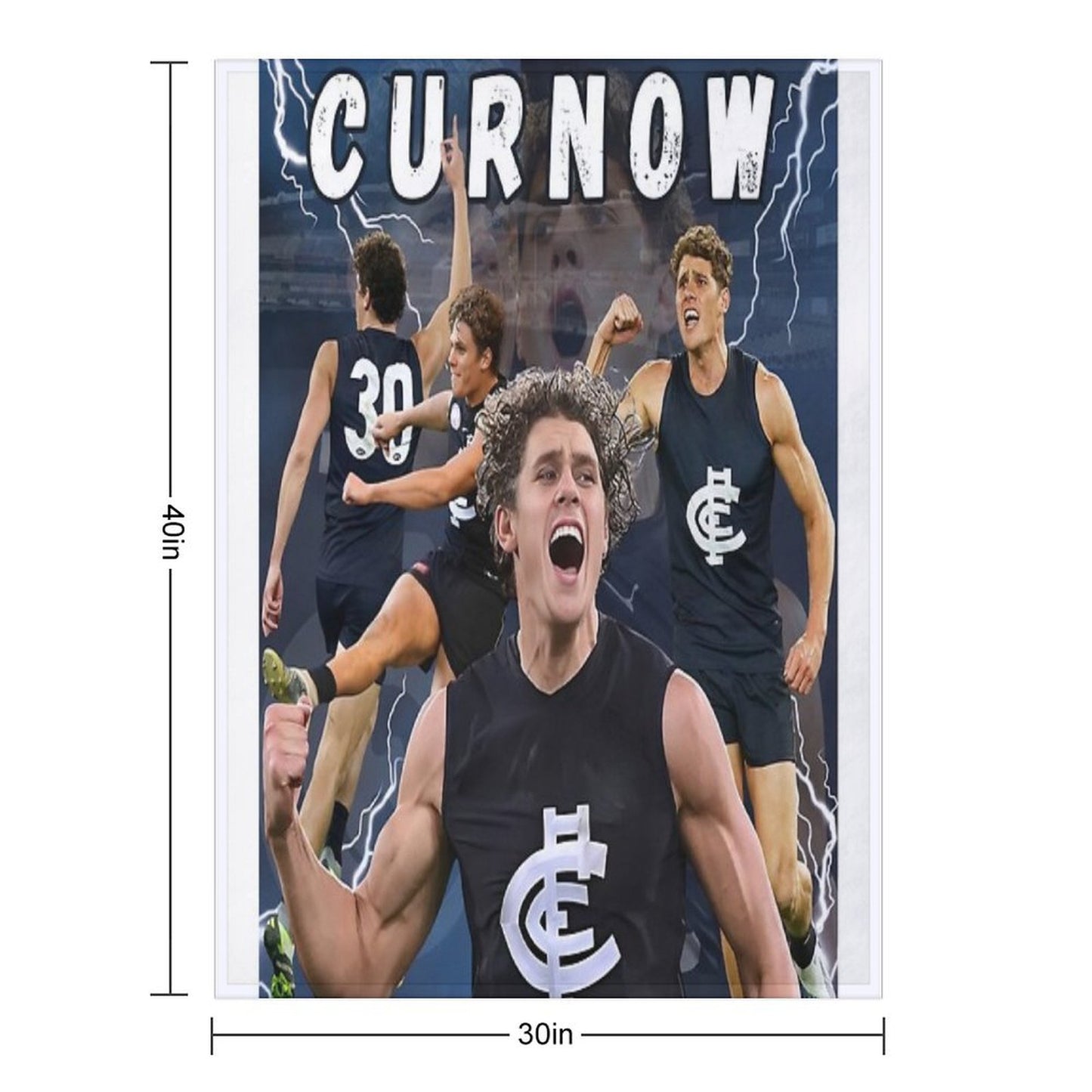 Charlie Curnow Carlton Football Club AFL Player Throw Blanket