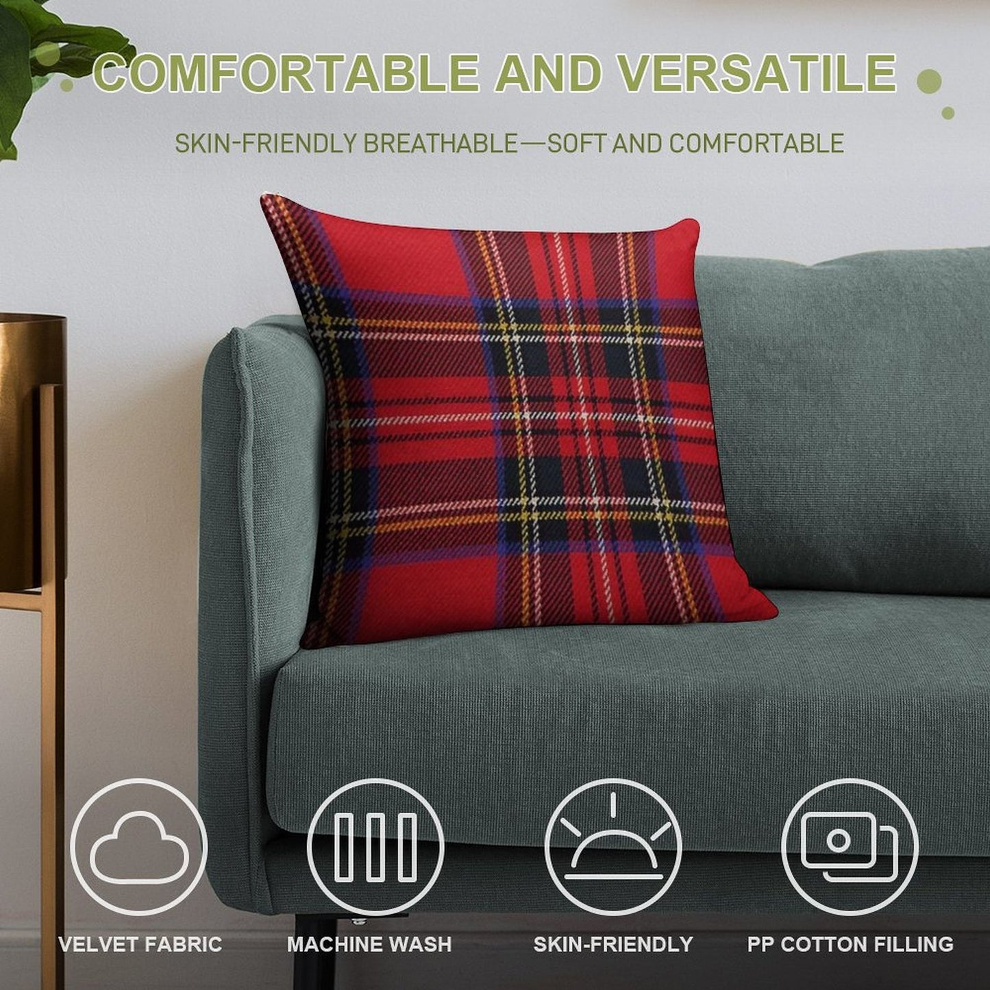 Traditional Royal Stewart Scottish Tartan Soft Washable Throw Pillow