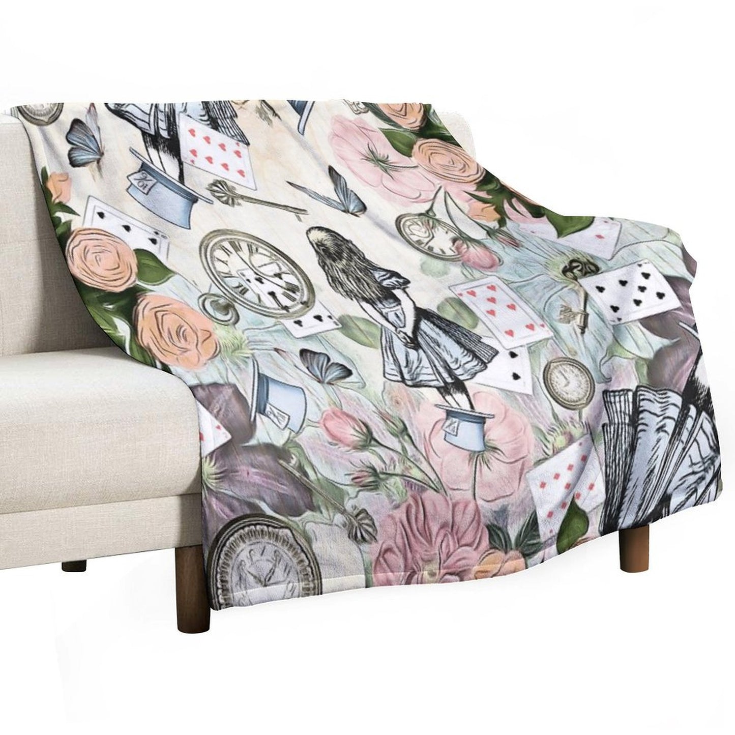 Alice In Wonderland Collage Throw Blanket