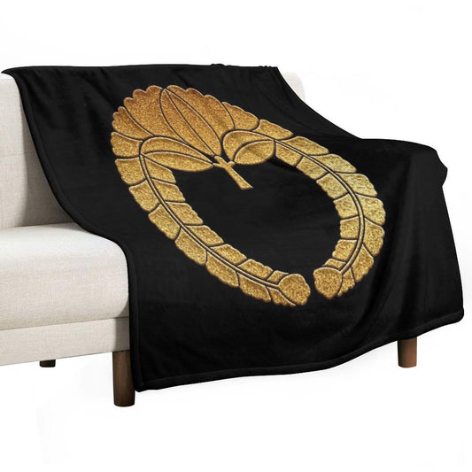 Sagari Fuji Kamon in Gold Seal Throw Blanket