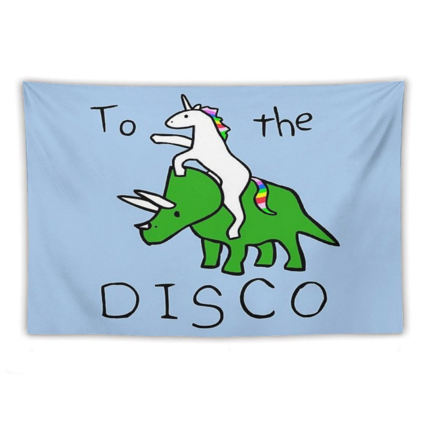 To The Disco (Unicorn Riding Triceratops) Tapestry