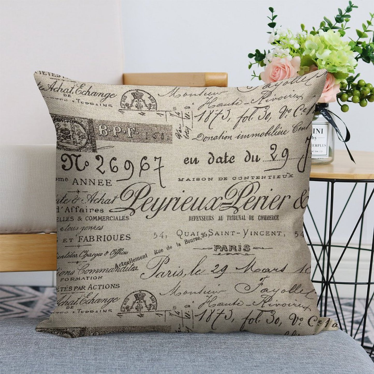 Parisan Linen Throw Pillow Cover
