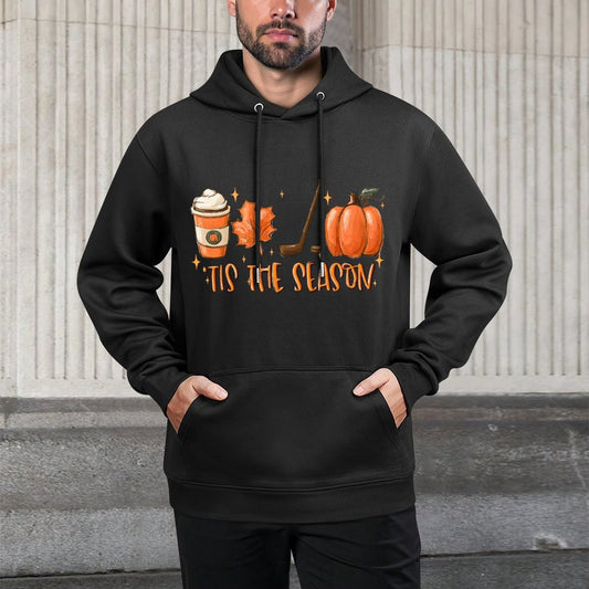 Tis The Season Hockey Latte Leaves Hello Pumpkin Halloween Sweatshirt Moisture-Wicking Hoodie