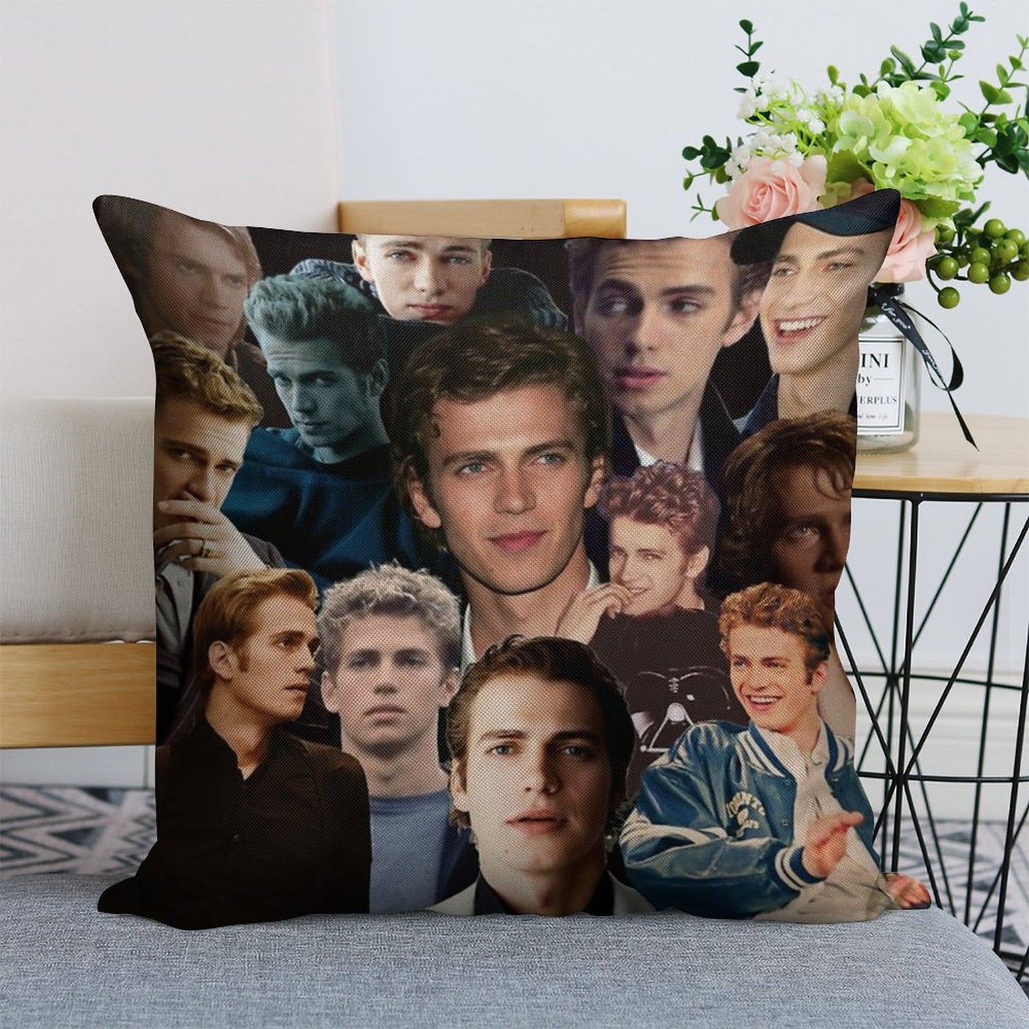 Hayden Christensen Hot Collage Linen Throw Pillow Cover