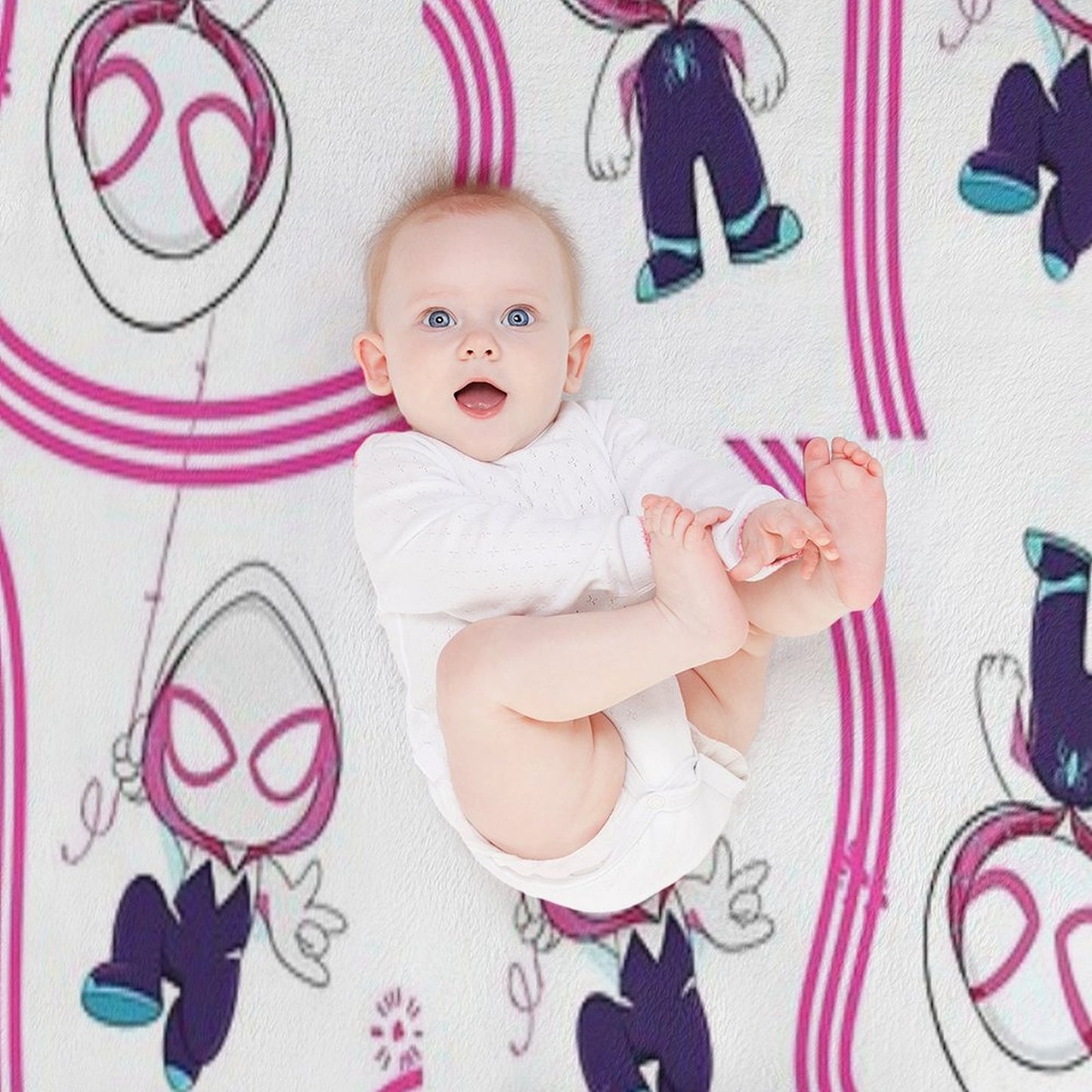 Cute Spider Ghost Gwen, Baby Spidey Girl, Grl Pwr, Cartoon Ghost Kids T-shirt Throw Blanket