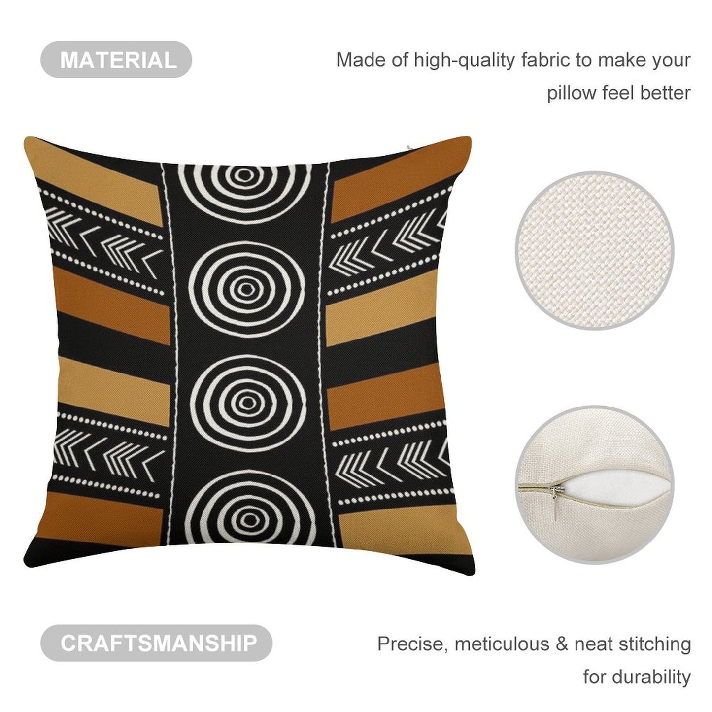 African Mud Cloth Artistry Art Linen Throw Pillow Cover