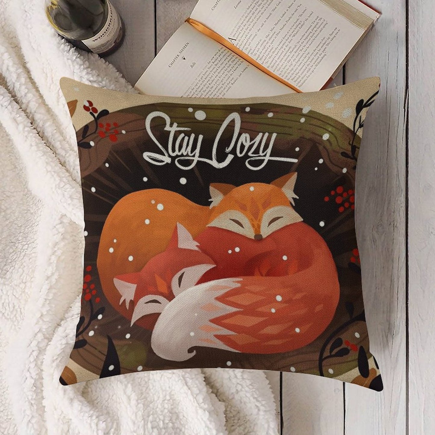 Stay Cozy Linen Throw Pillow Cover