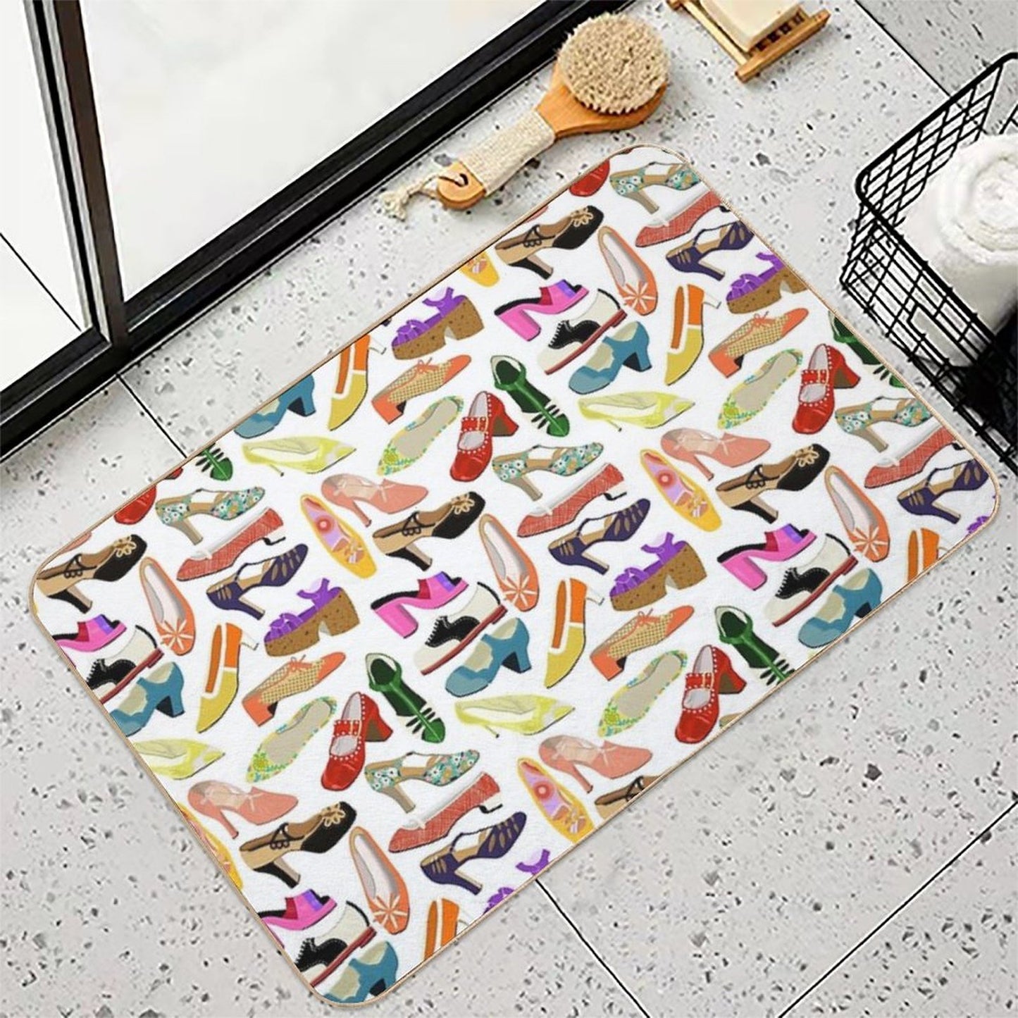 Vintage Shoe Collection Easy To Clean Bath Mat