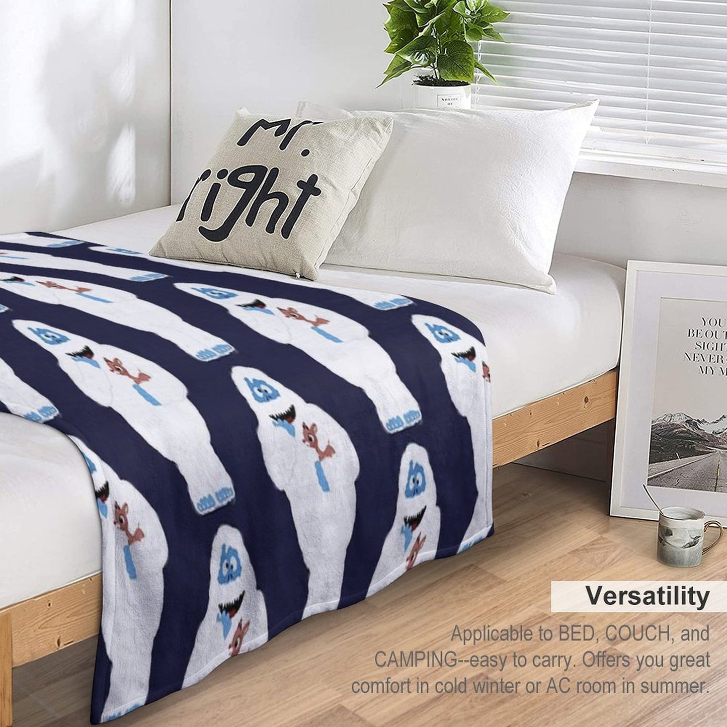 Classic Christmas Abominable Snowman with Rudolph © GraphicLoveShop Throw Blanket