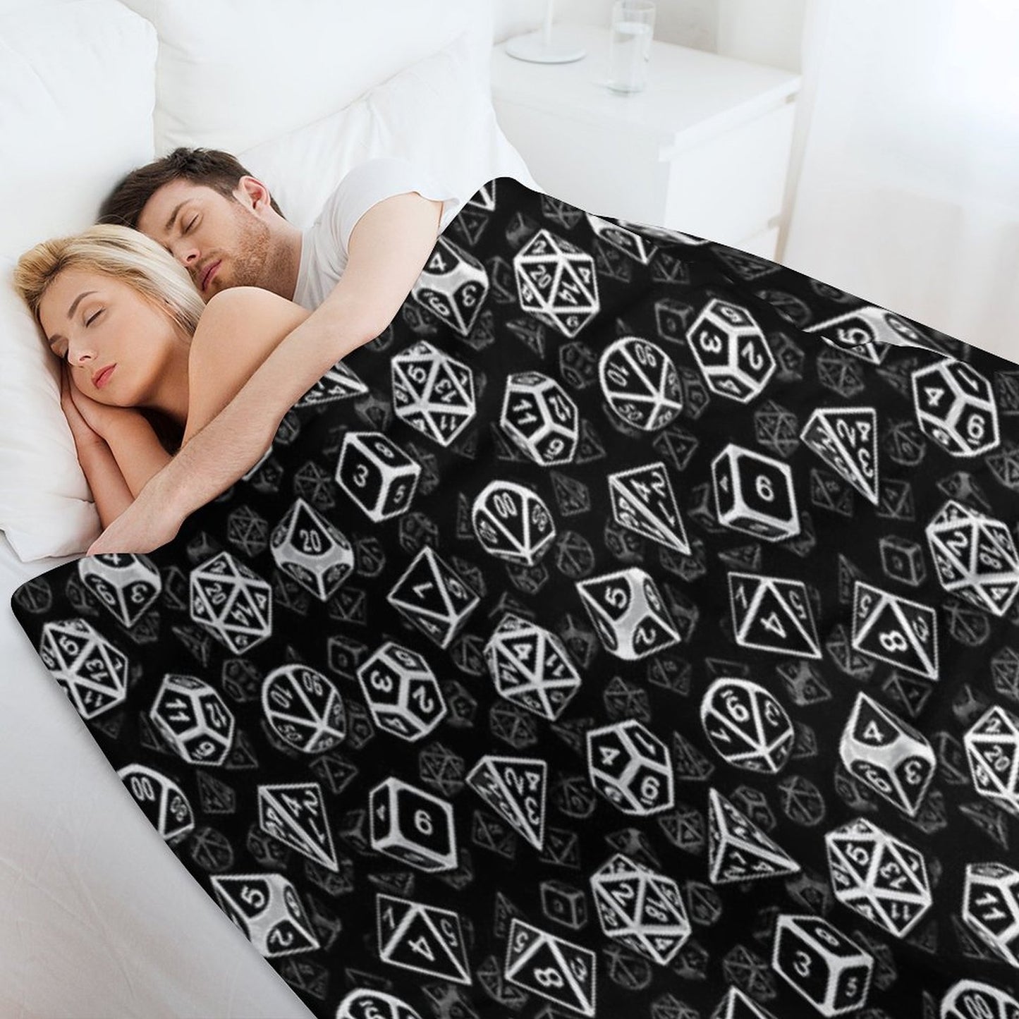 D20 Dice Set Pattern (White) Throw Blanket
