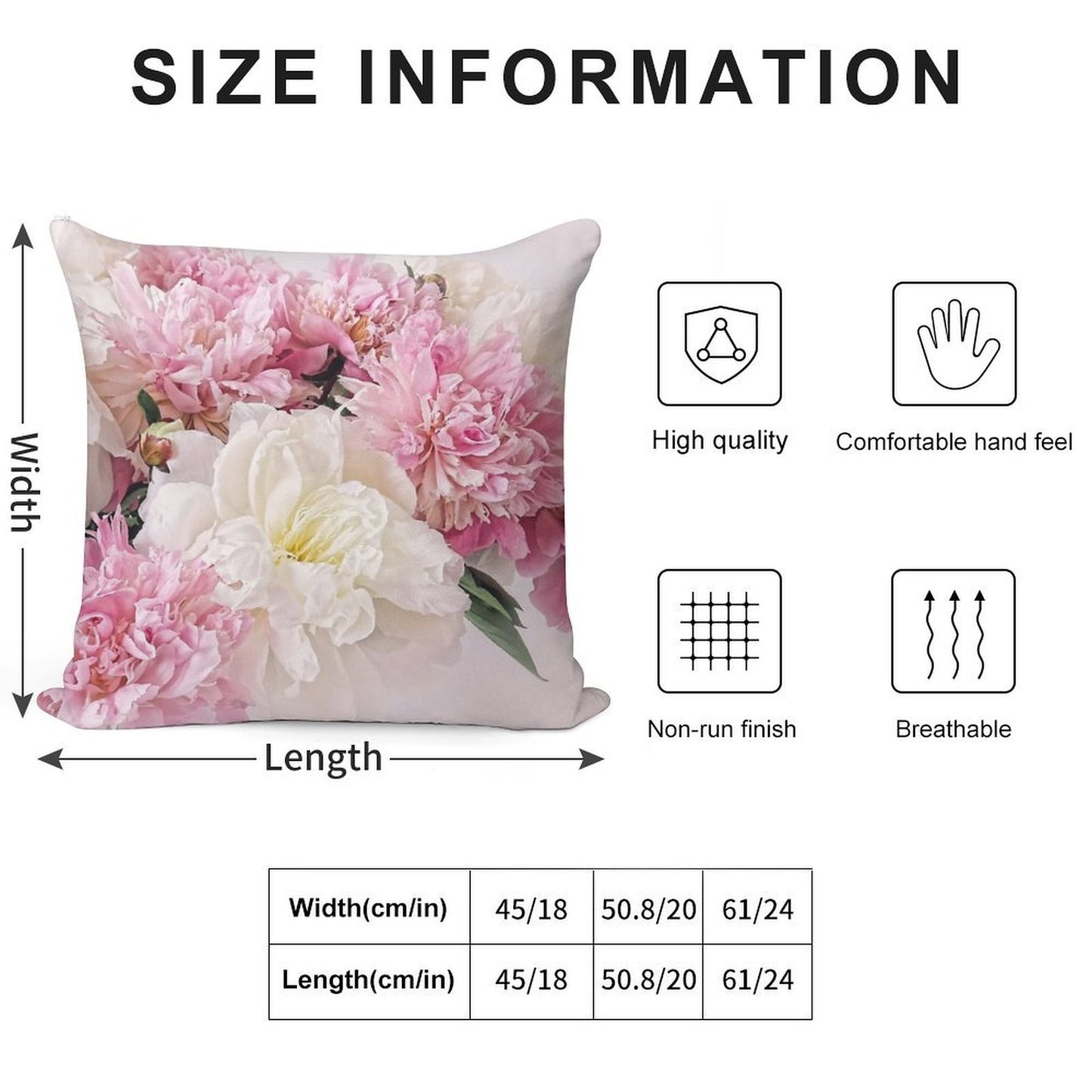Peonies Soft Skin-Friendly Throw Pillow