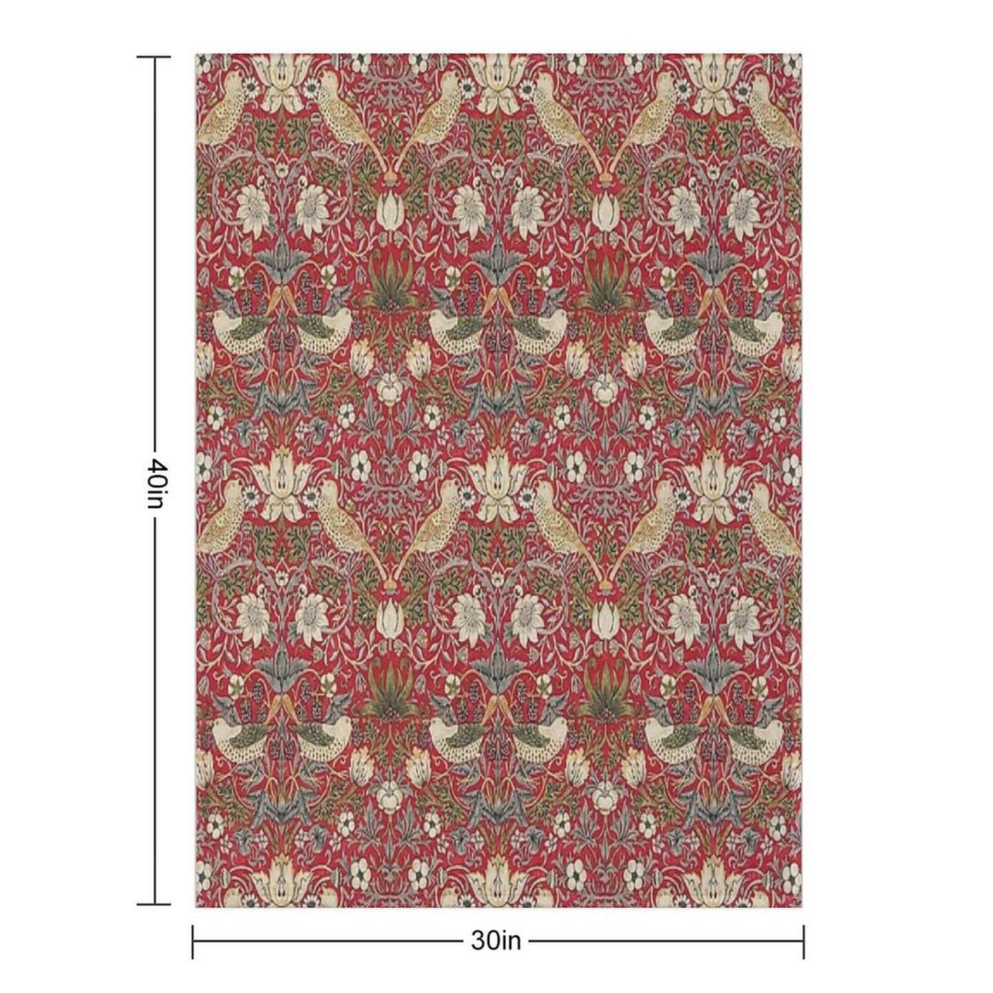 Strawberry Thief Crimson Vintage Pattern Throw Blanket