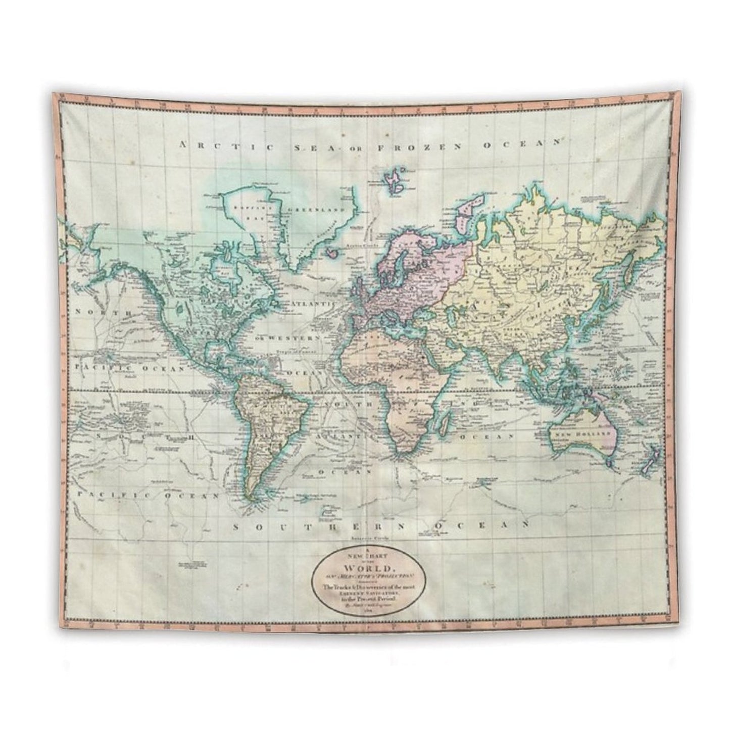 Vintage Map of The World Tapestry