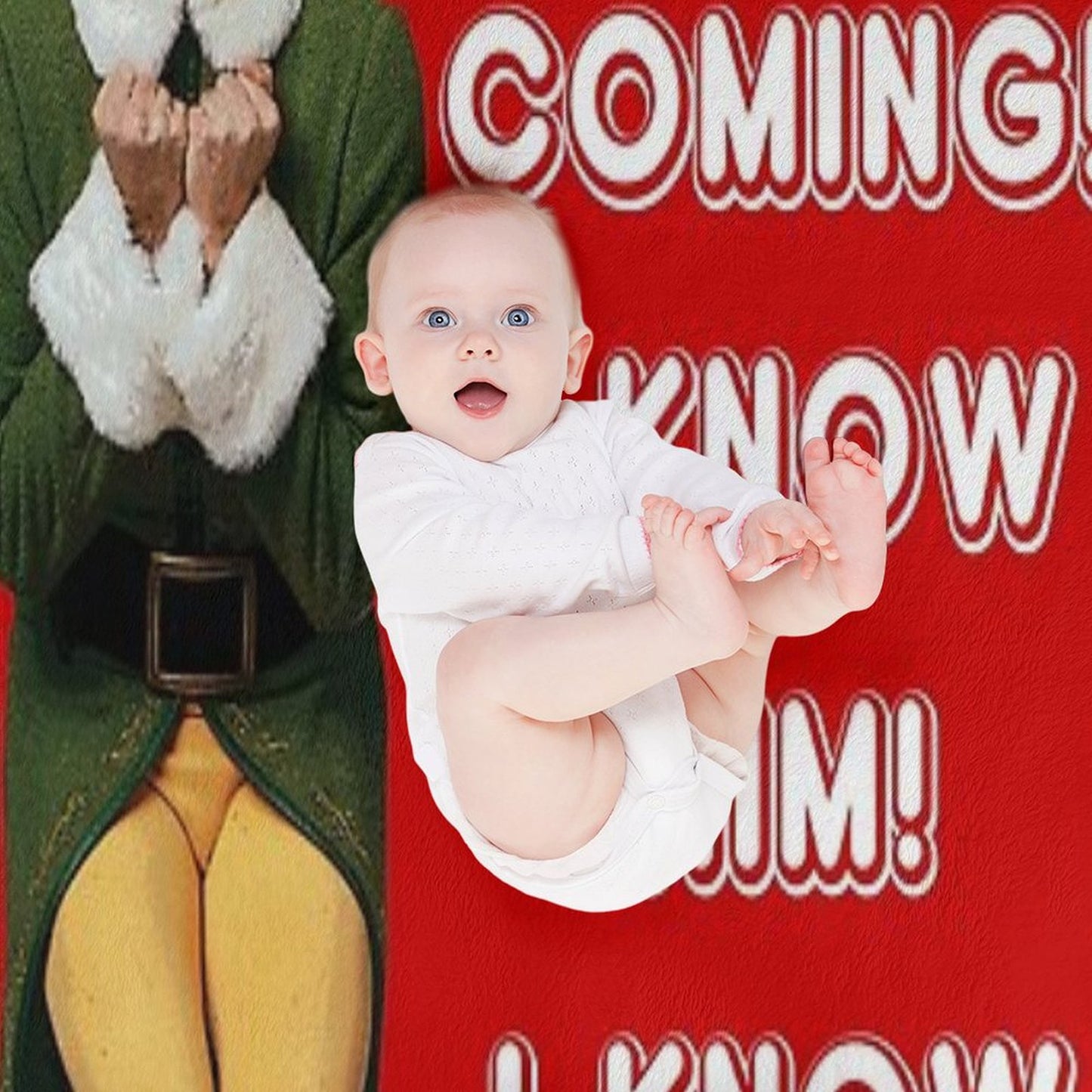 SANTA'S COMING! I KNOW HIM! Elf The Movie Will Ferrell Buddy Christmas Throw Blanket