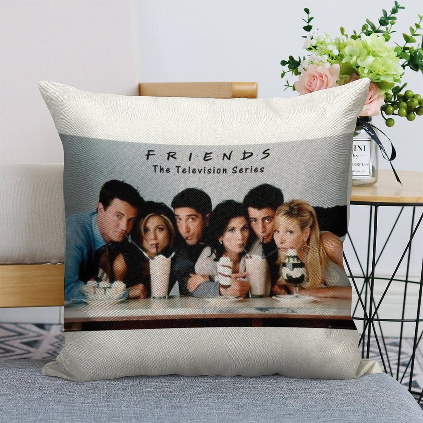 Friends Milkshake Linen Throw Pillow Cover