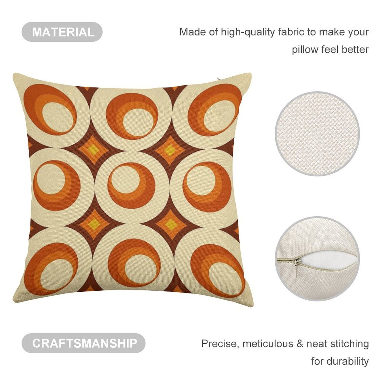 Mid-Century Modern 3 Crescent Linen Throw Pillow Cover