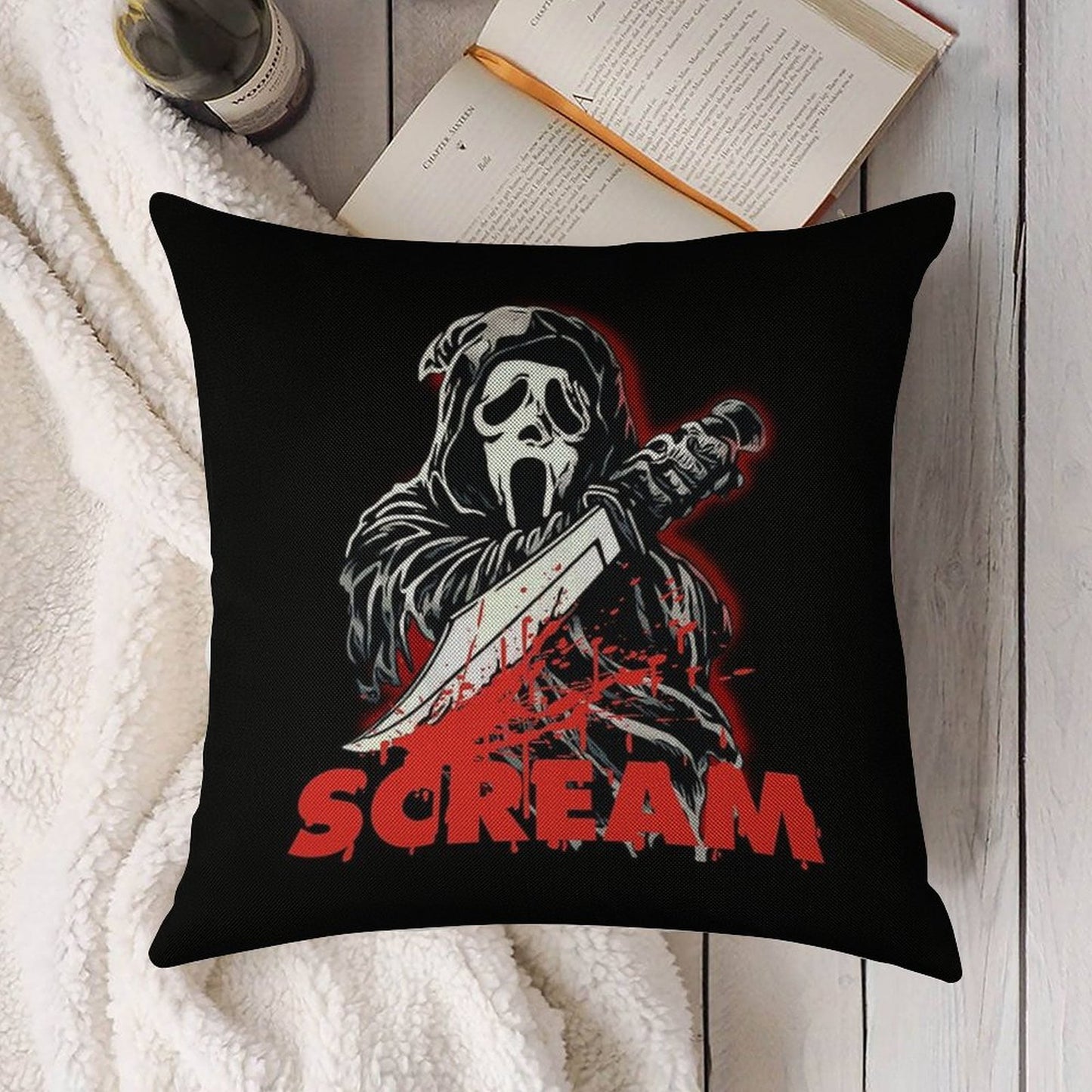 Scream Movie Linen Throw Pillow Cover