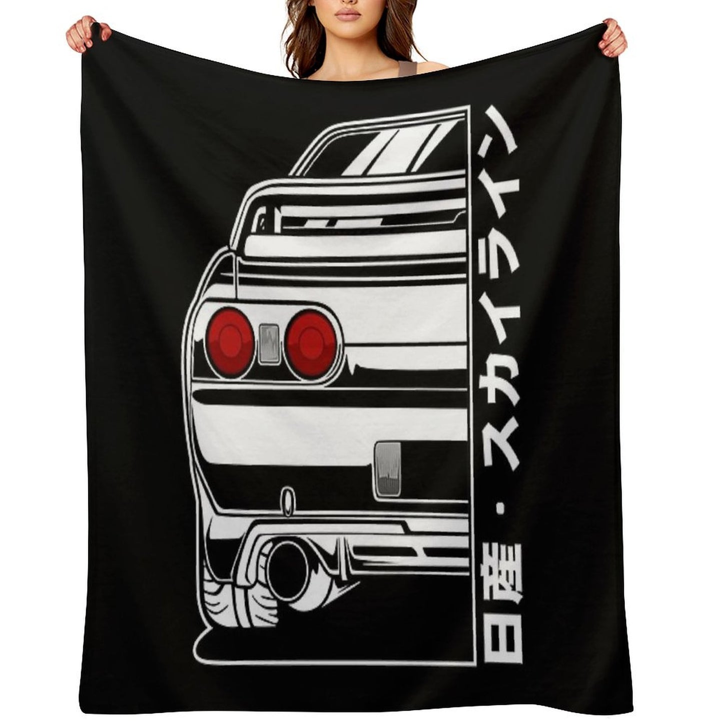 Skyline R32 GTR (White Print) Throw Blanket