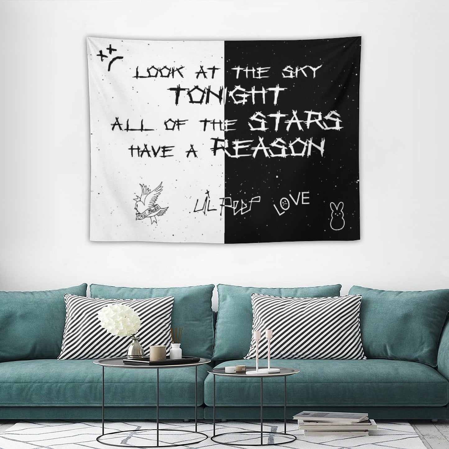 Lil Peep White And Black Star Tapestry