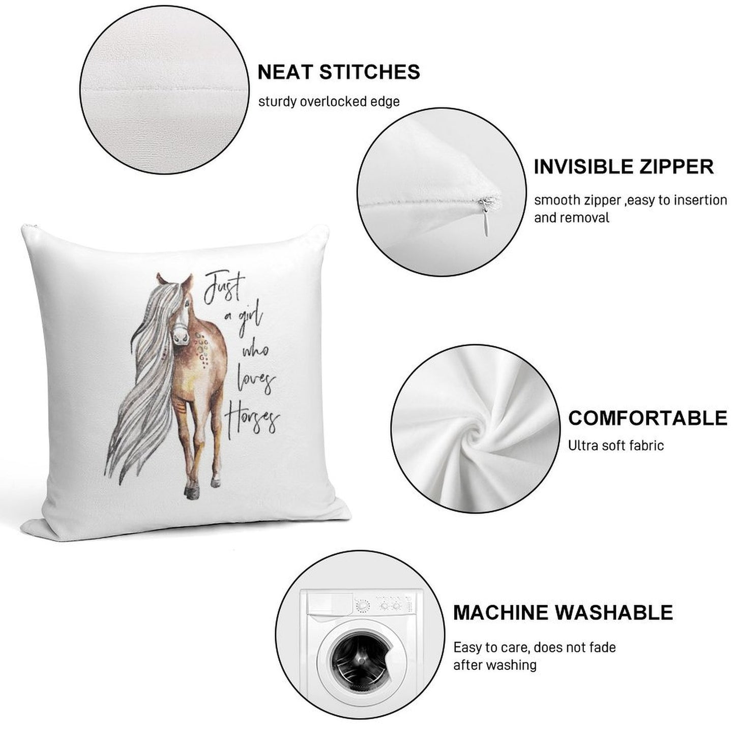 Just A Girl Who Loves Horses - Horse Lover Design Soft Style Accent Throw Pillow