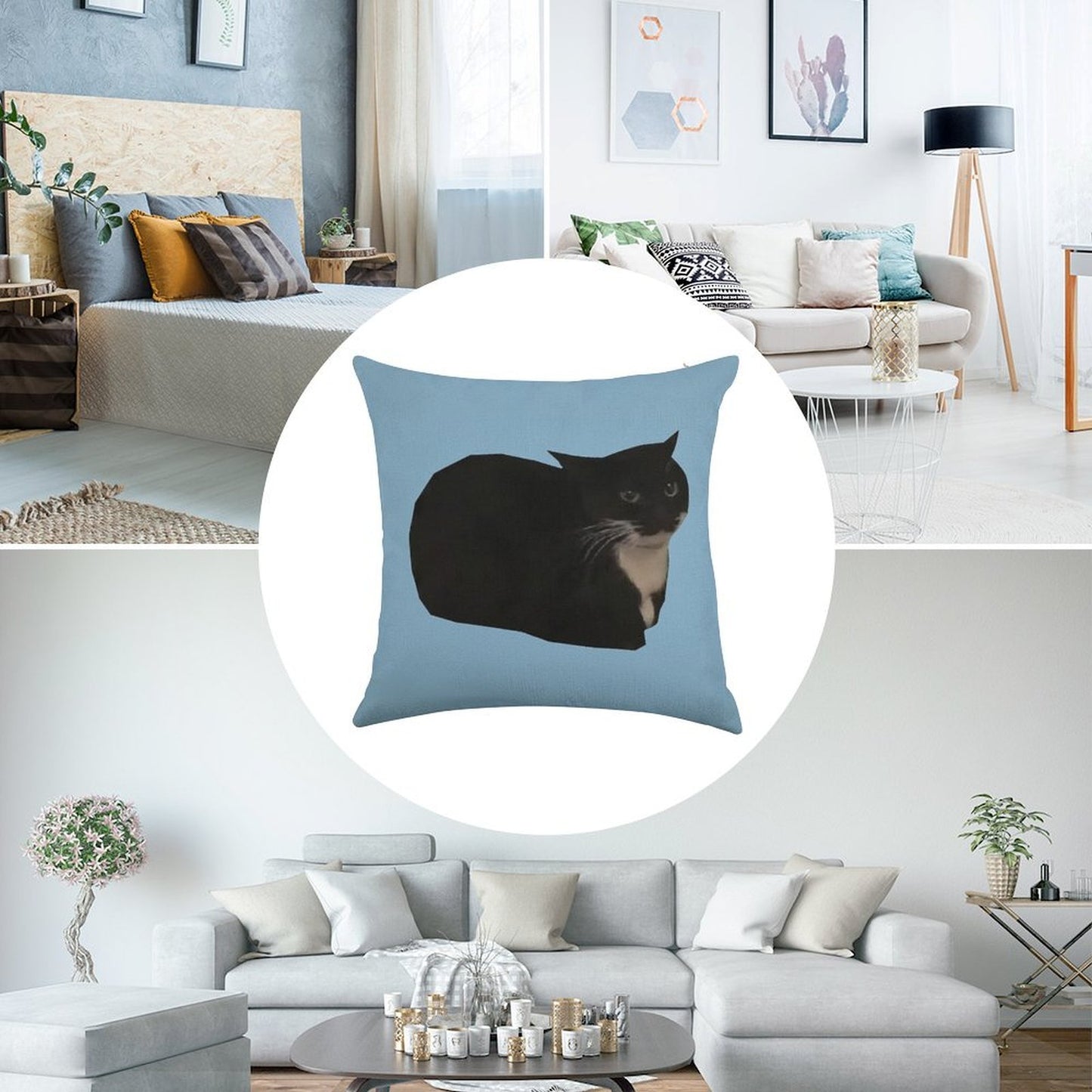 Maxwell The Cat Linen Throw Pillow Cover