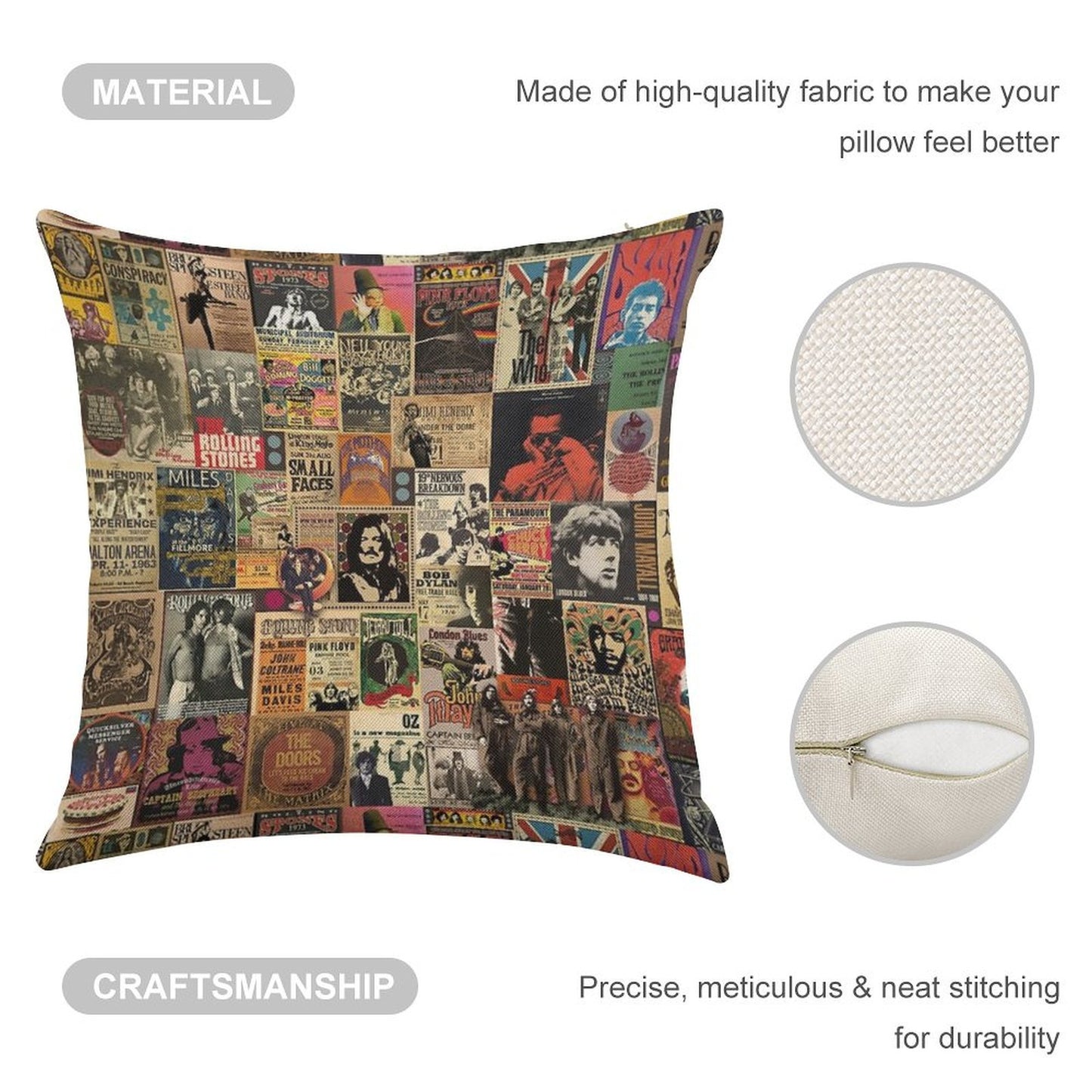 Rock N' Roll Stories Linen Throw Pillow Cover