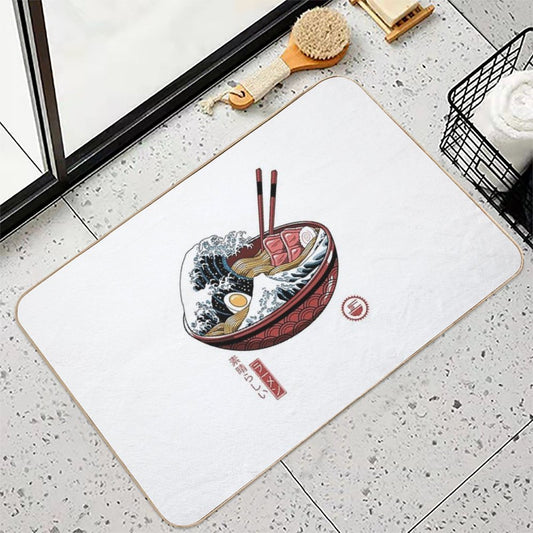 Great Ramen Wave White Bath Mat