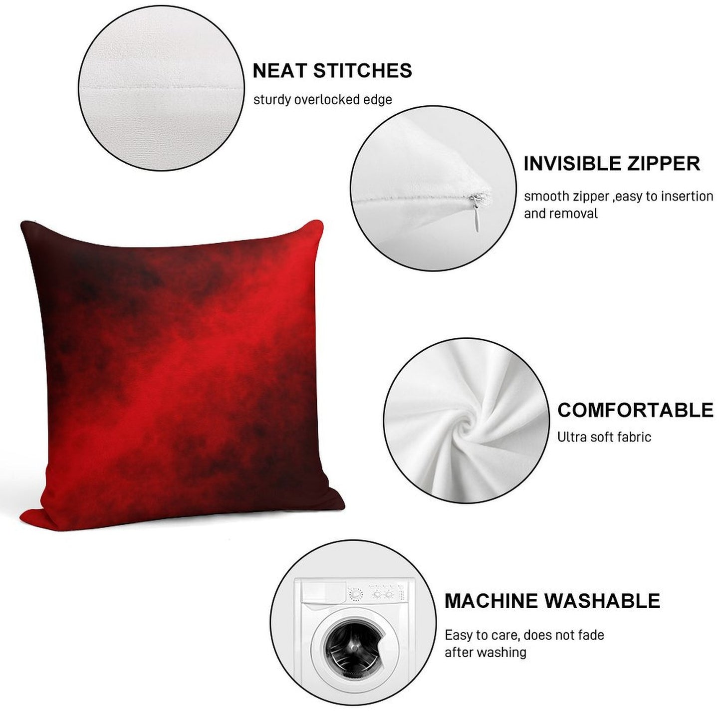 Red Smoke Soft Shrink-Resistant Throw Pillow