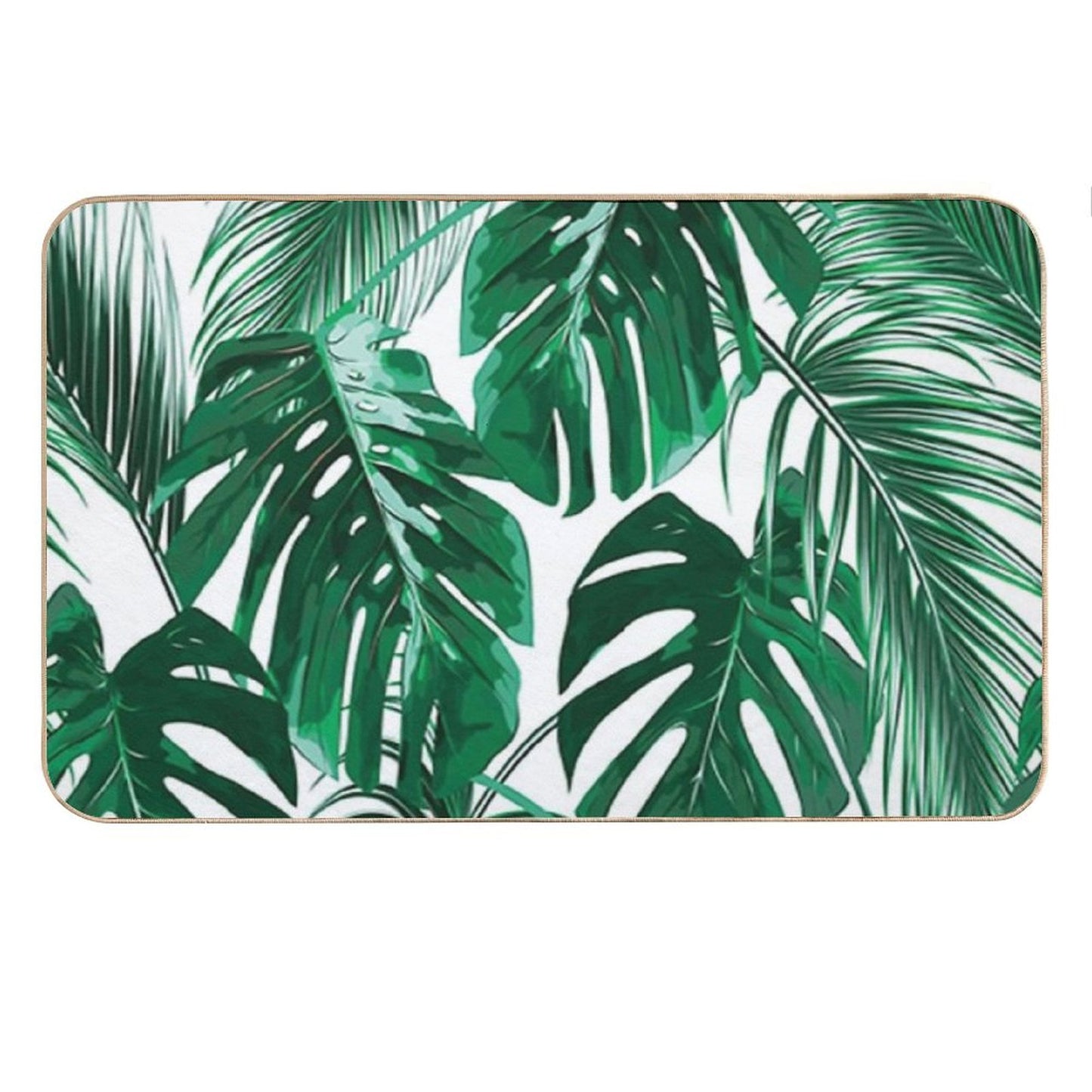 Tropical Leaves - Palm Tree Leaf - Hawaiian Bath Mat