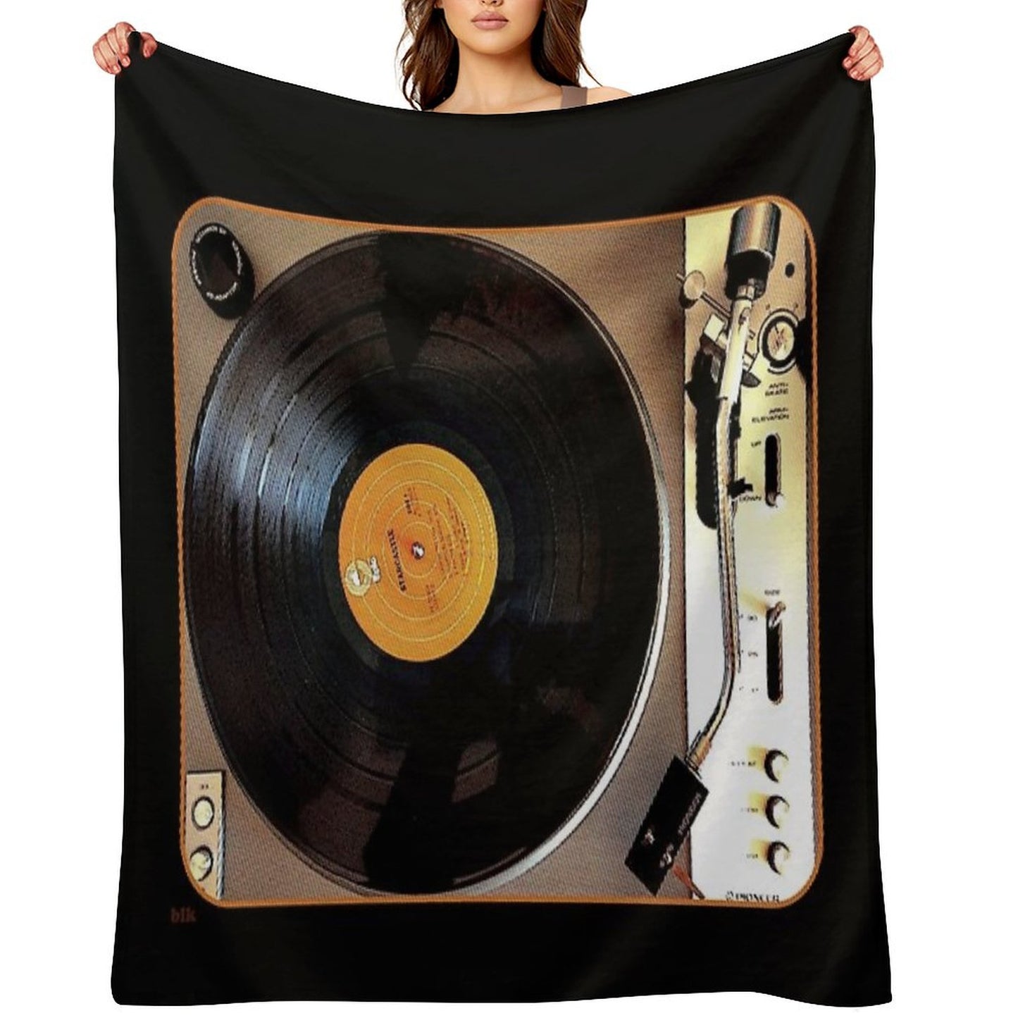 Vintage Pioneer Turntable 1976 Electronics PL-117D Throw Blanket