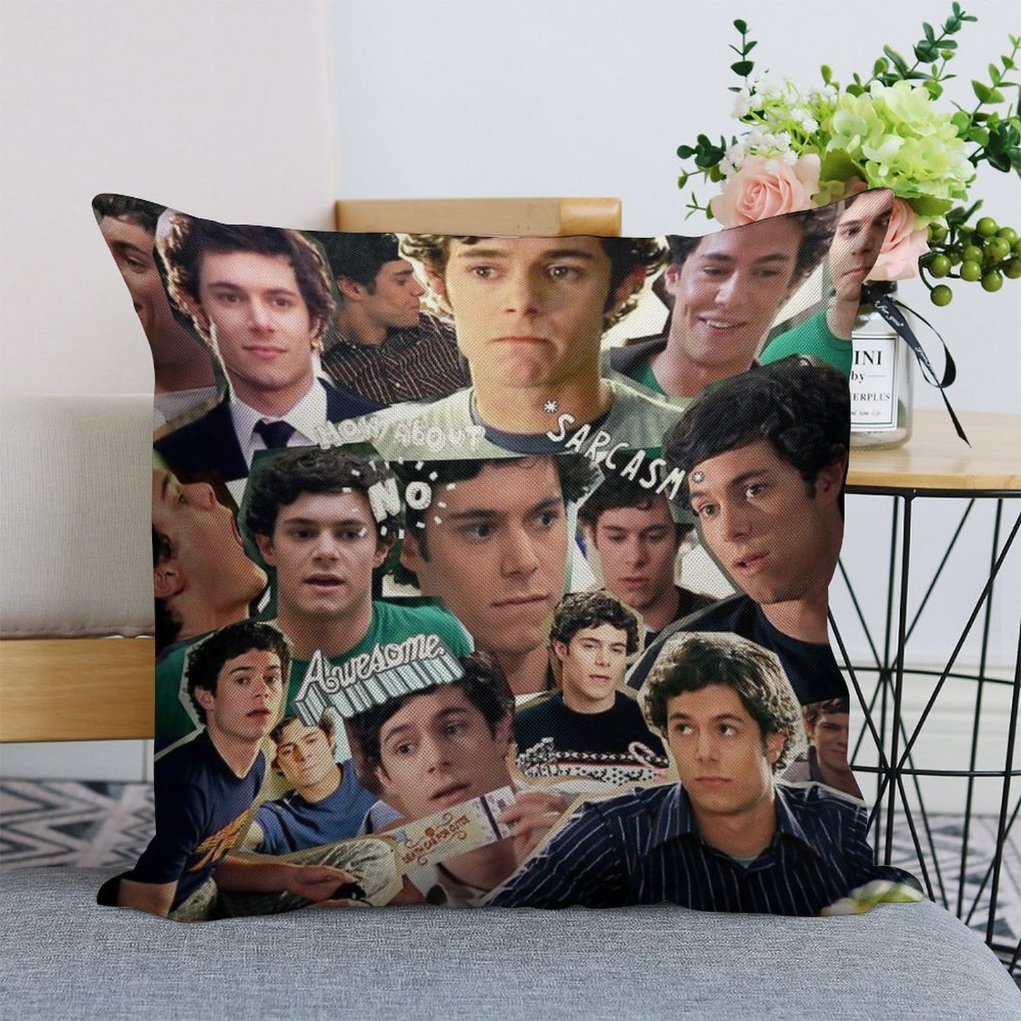 Seth Cohen Collage Linen Throw Pillow Cover