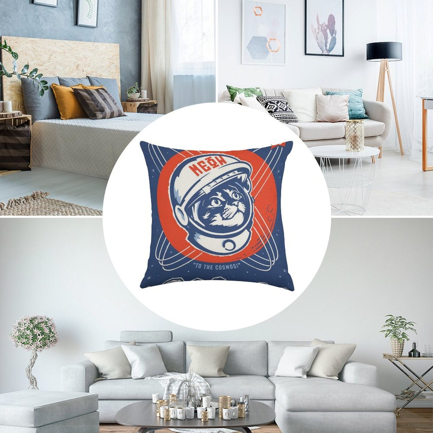BELIEVE! To The Cosmos - Meow, Long Live The Kitty! Linen Throw Pillow Cover