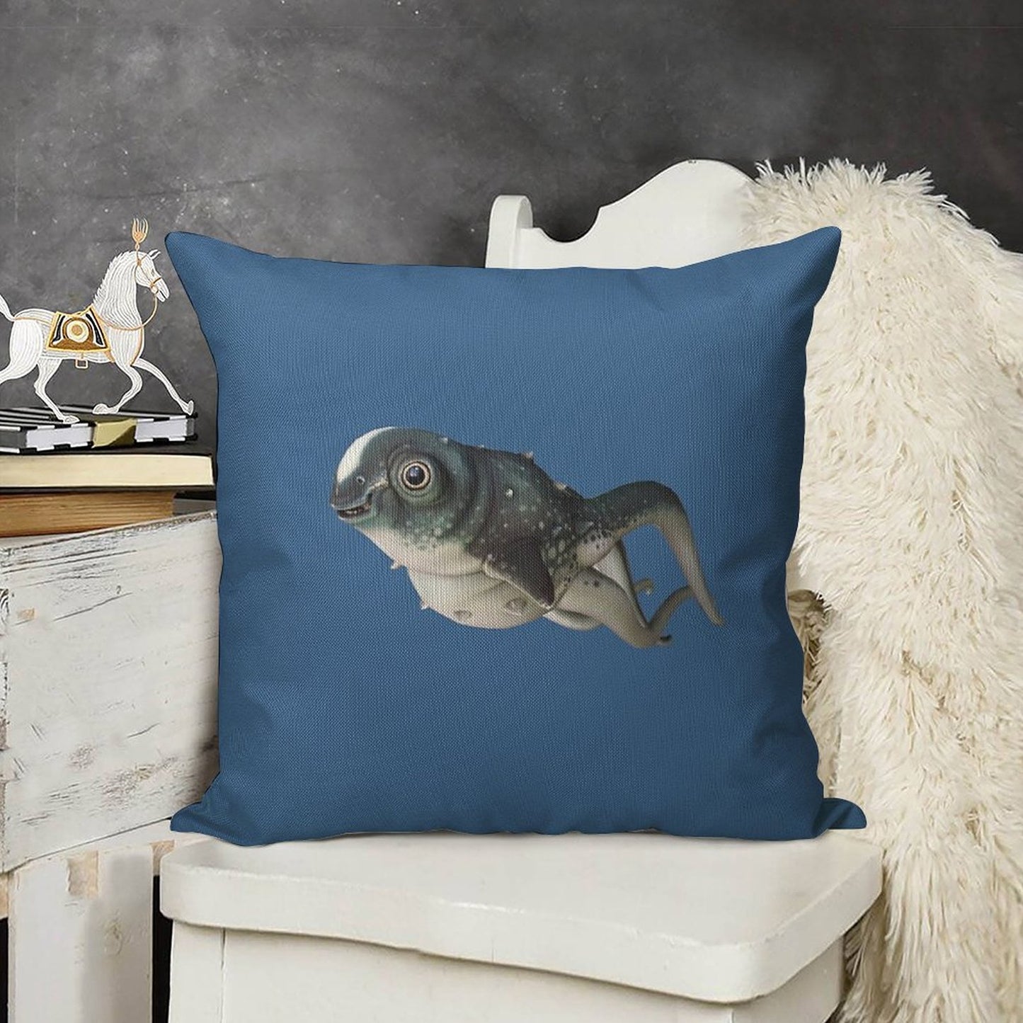 CuteFish Linen Throw Pillow Cover