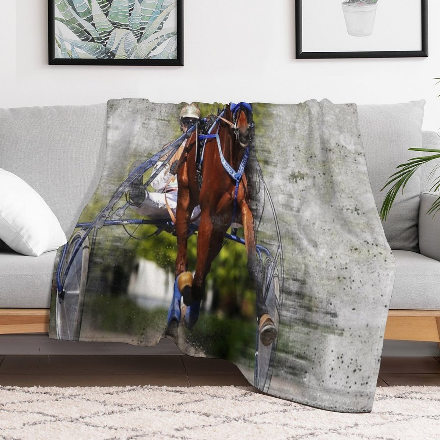 Harness Horse Cart Racing 02 Throw Blanket