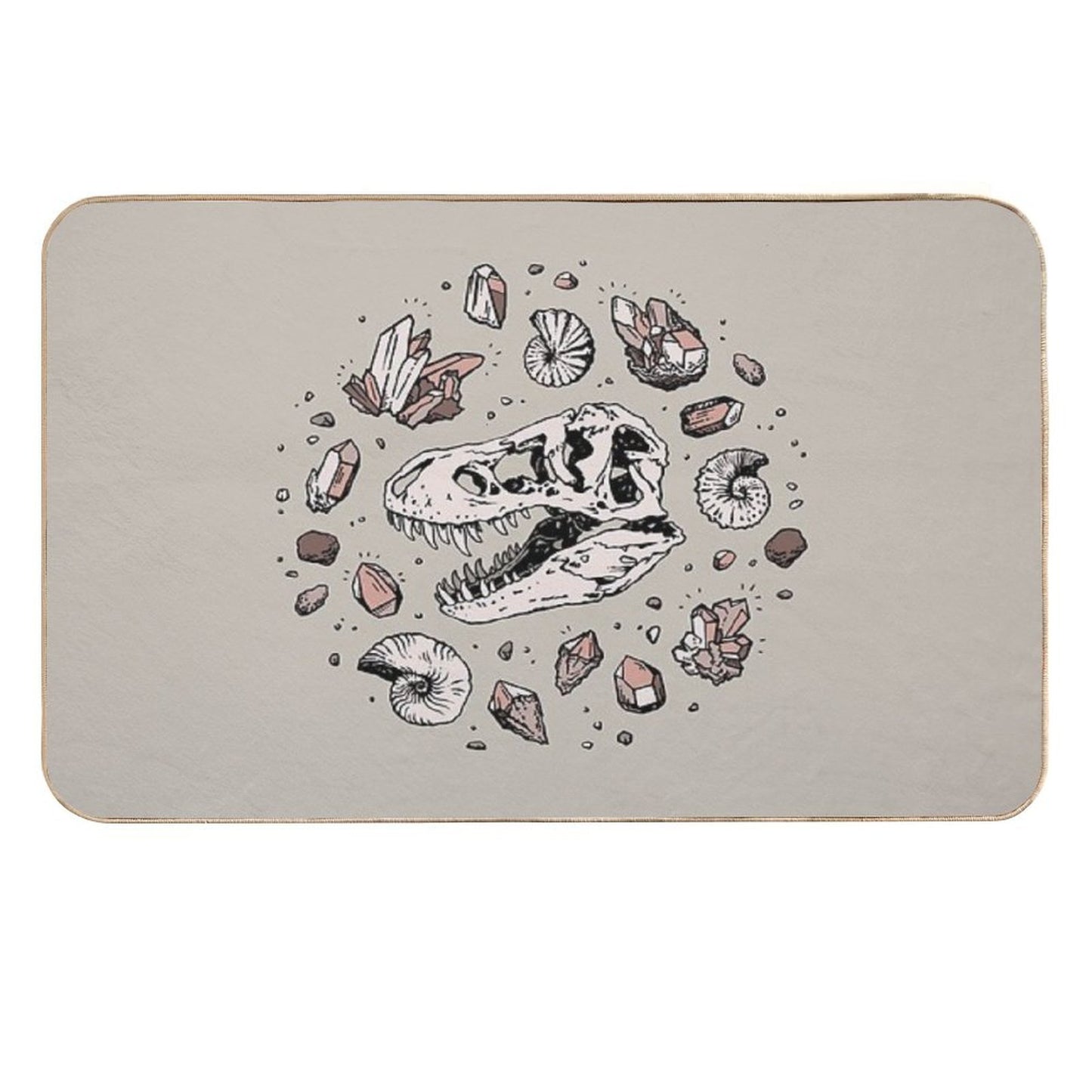 Geo-rex Vortex Rose Quartz Dinosaur Skull Fossil Art Versatile Bath Mat