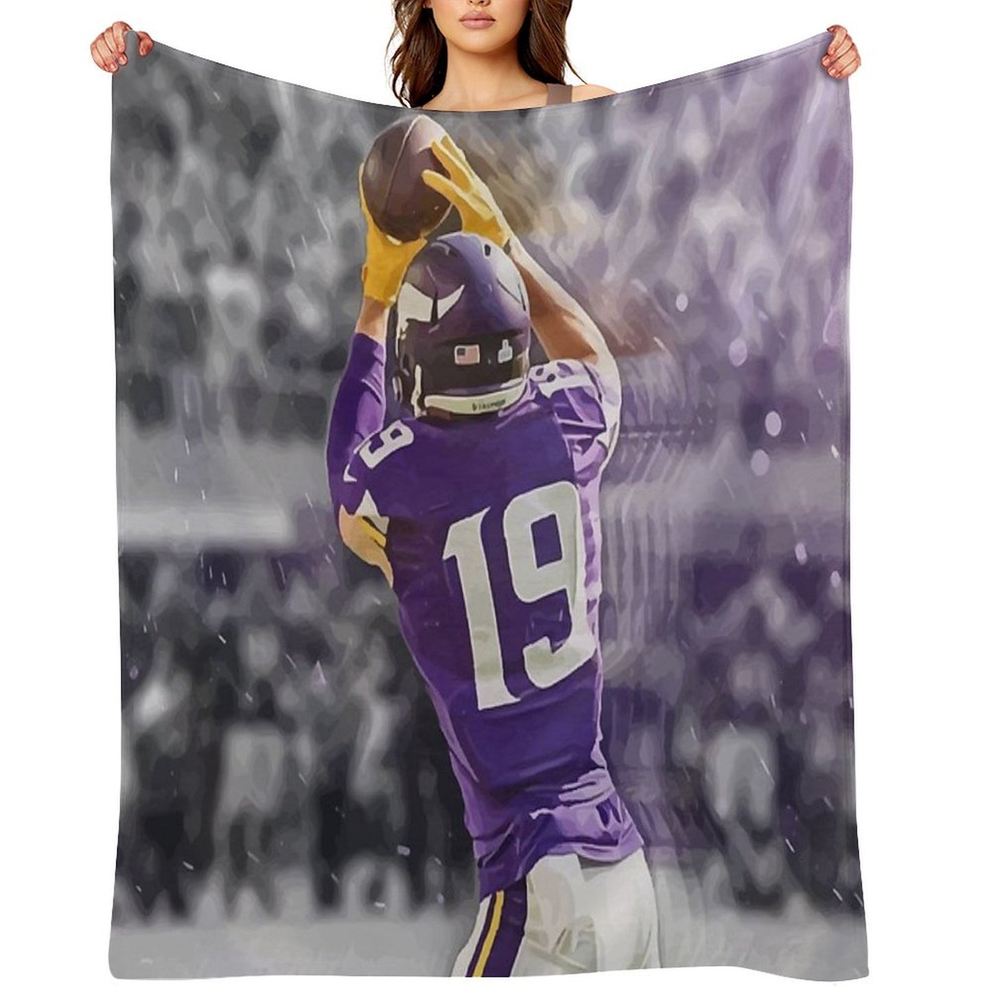 Adam Thielen Minnesota Vikings Illustration Throw Blanket