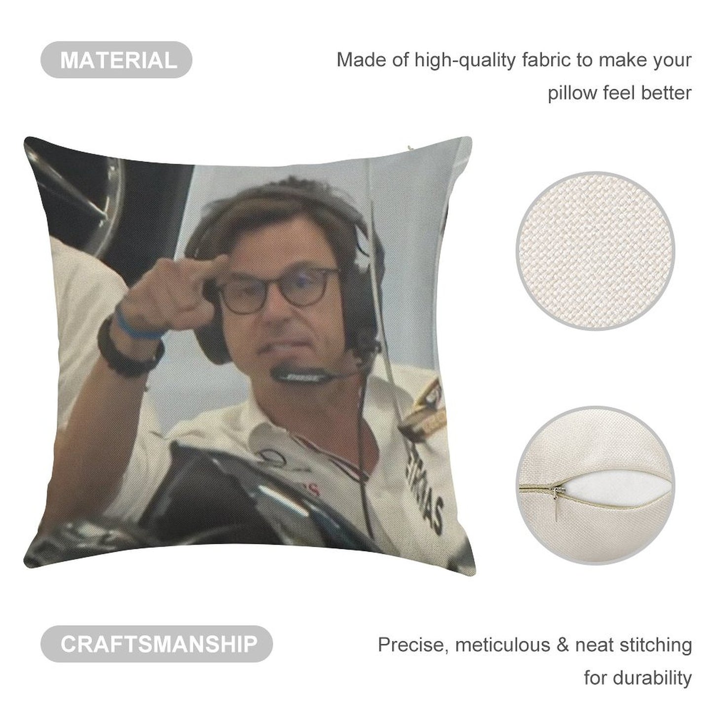 Toto Pointing at Camera Linen Throw Pillow Cover
