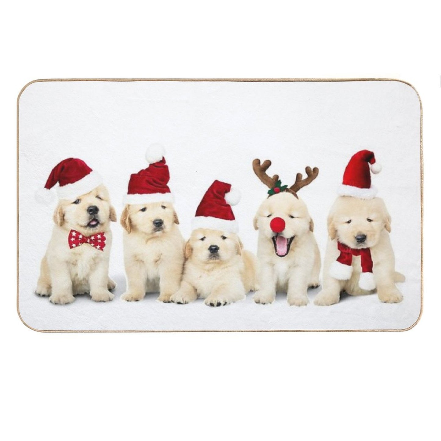 Xmas Golden Retriever Puppies Bath Mat