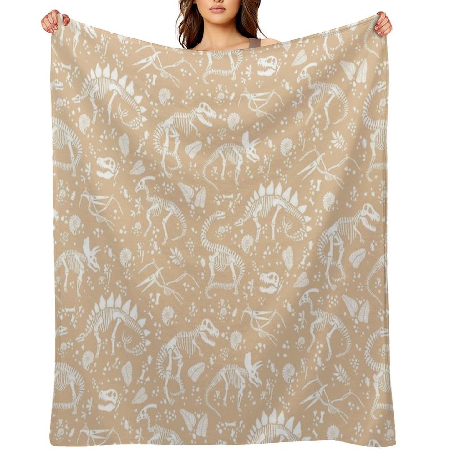 Excavated Dinosaur Fossils - Taupe Throw Blanket