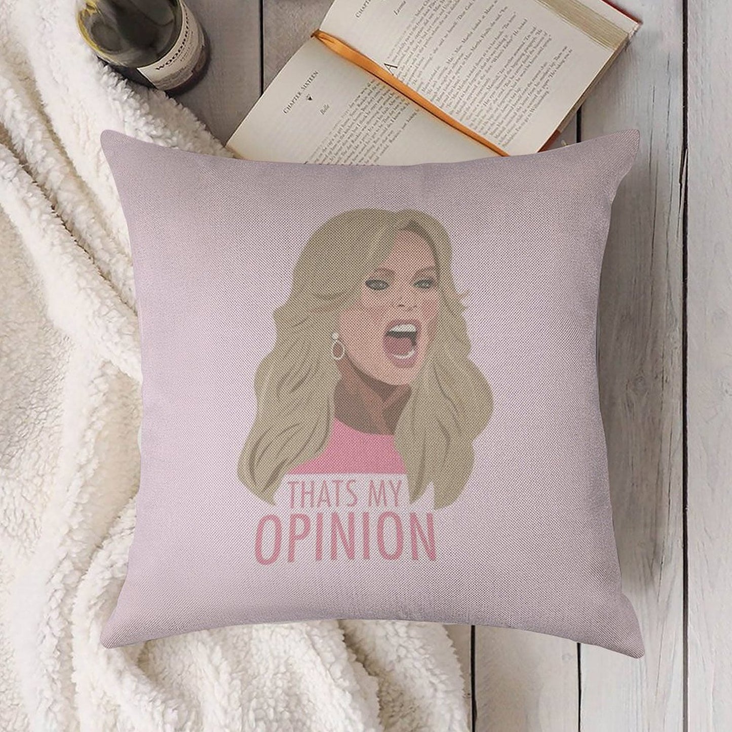 Tamra Judge Thats My Opinion Linen Throw Pillow Cover