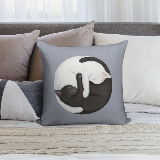 Yin Yang Balancing Cats Soft Bedroom Essential Throw Pillow