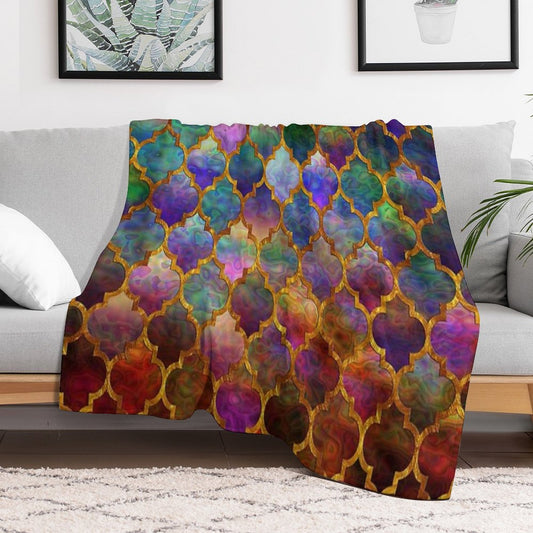 Arabic Moroccan Mosaic Pattern Throw Blanket