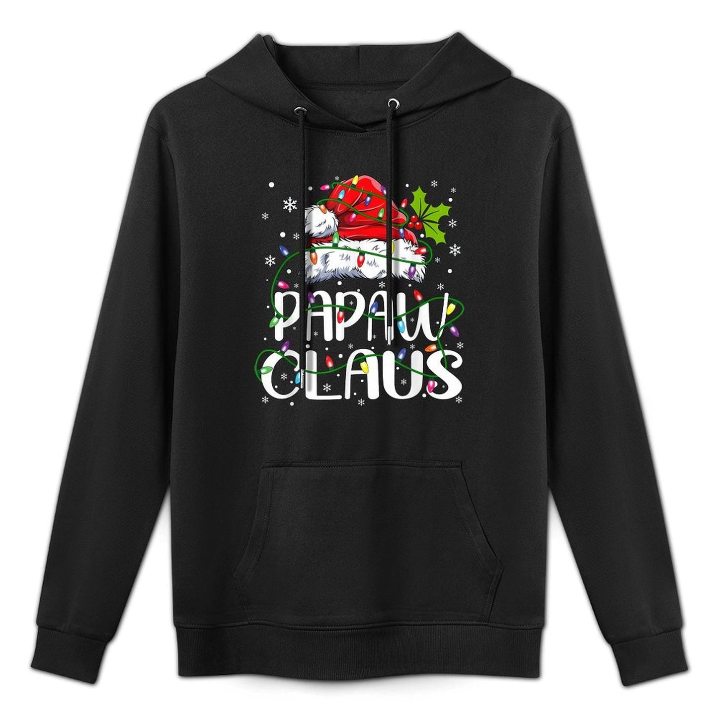 Papaw Claus Christmas Santa Hat Matching Family Xmas Lights Cotton-Polyester Blend Hoodie