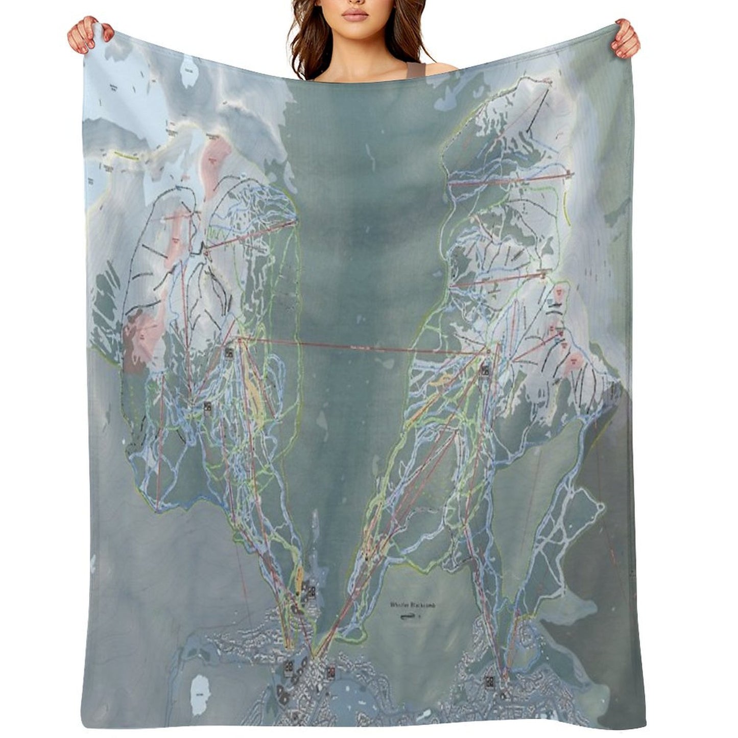 Whistler Blackcomb Resort Trail Map Throw Blanket