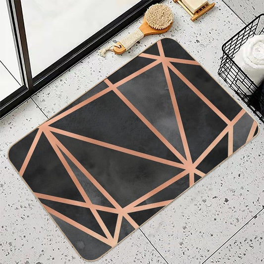 Black And Copper Geo Non-Slip Bath Mat